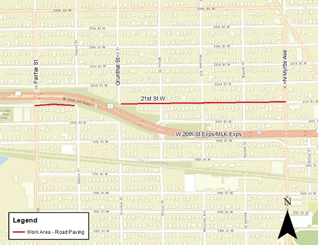 W. 21st Street Paving Area Map